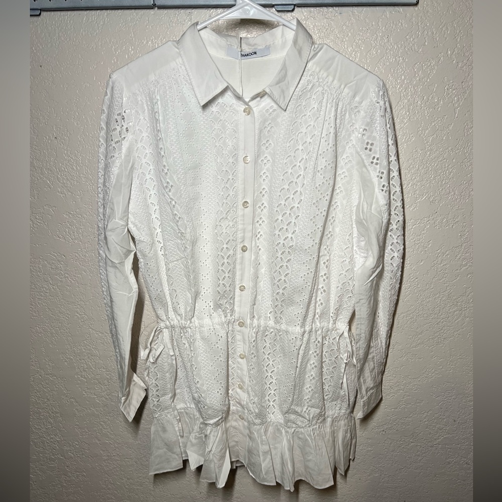 Thakoon eyelet button up tunic dress